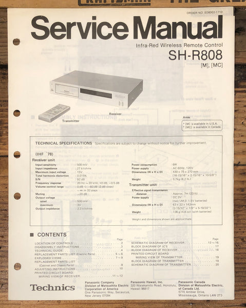 Technics SH-R808 Remote Control Service Manual *Original*