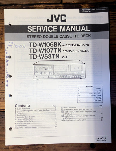JVC TD-W106 TD-W107 TD-W53   Service Manual *Original*
