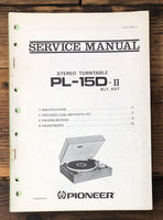 Pioneer PL-15D II / 15D2 Record Player / Turntable  Service Manual *Original*