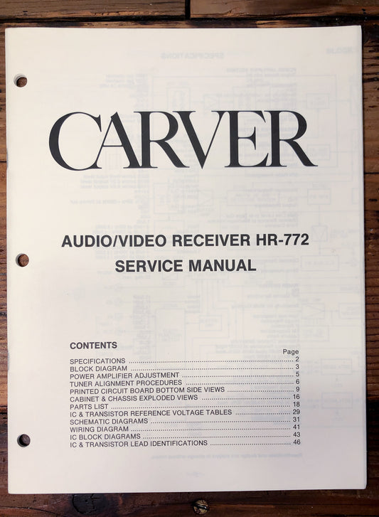 Carver HR-772 Receiver Service Manual *Original*