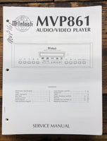 McIntosh MVP861 MVP-861 CD Transport  Service Manual *Original*