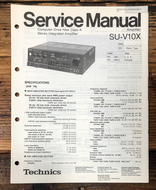 Technics SU-V10X Amplifier Service Manual *Original*