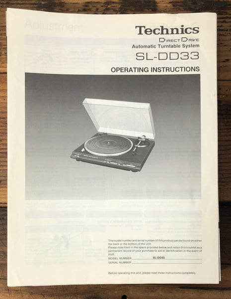 Technics SL-DD33 Record Player / Turntable  Owner / User Manual *Original*