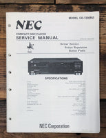 NEC CD-720 CD Player  Service Manual *Original*