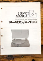 Luxman P-405 P-100 Turntable Service Manual *Original*