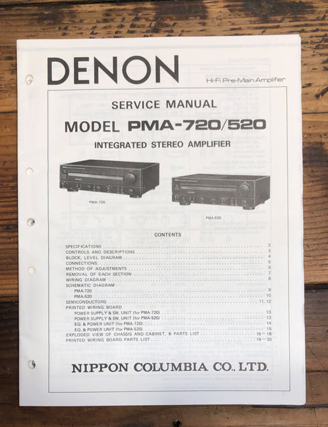Denon PMA-520 PMA-720 Amplifier  Service Manual *Original*