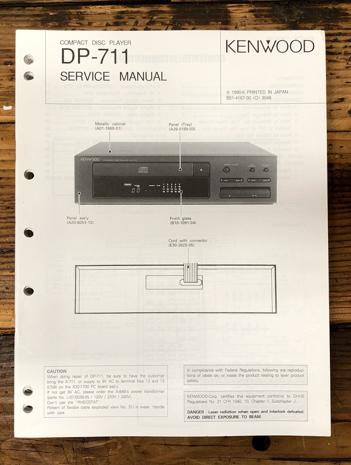 Kenwood DP-711 CD Player  Service Manual *Original*