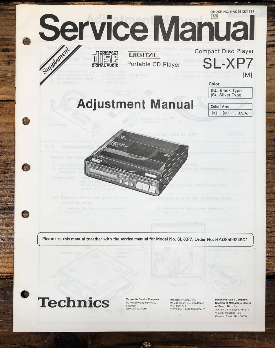Technics SL-XP7 CD Player Supp. Service Manual *Original* #2