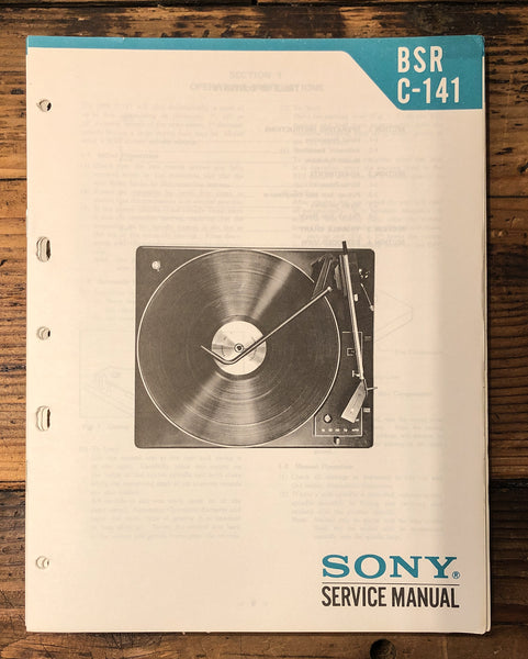 Sony BSR-C-141 Turntable  Service Manual *Original*