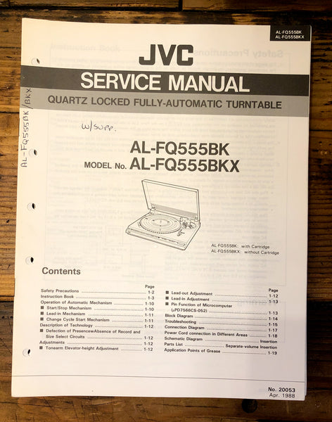 JVC AL-FQ555 -FQ555BK -FQ555BKX Record Player  Service Manual *Original*