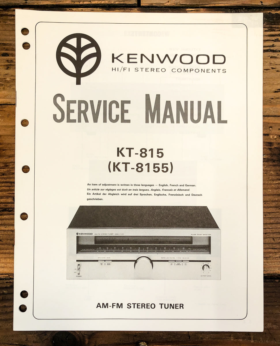 Kenwood KT-815 KT-8155 Tuner Service Manual *Original*