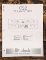 McIntosh C 22 C22 Preamplifier  Service Manual *Original*