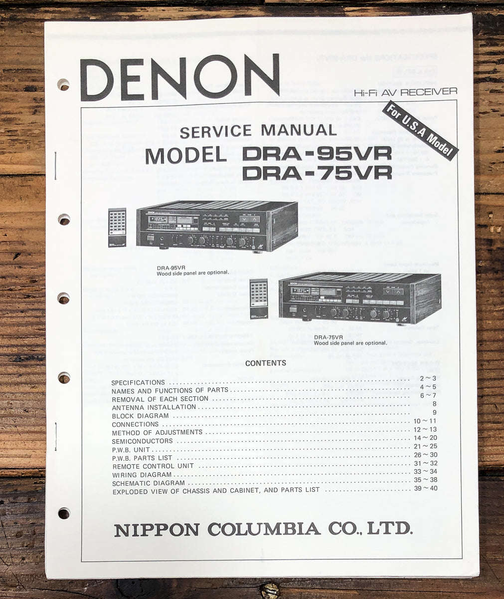 Denon DRA-75VR DRA-95VR Receiver Service Manual *Original*