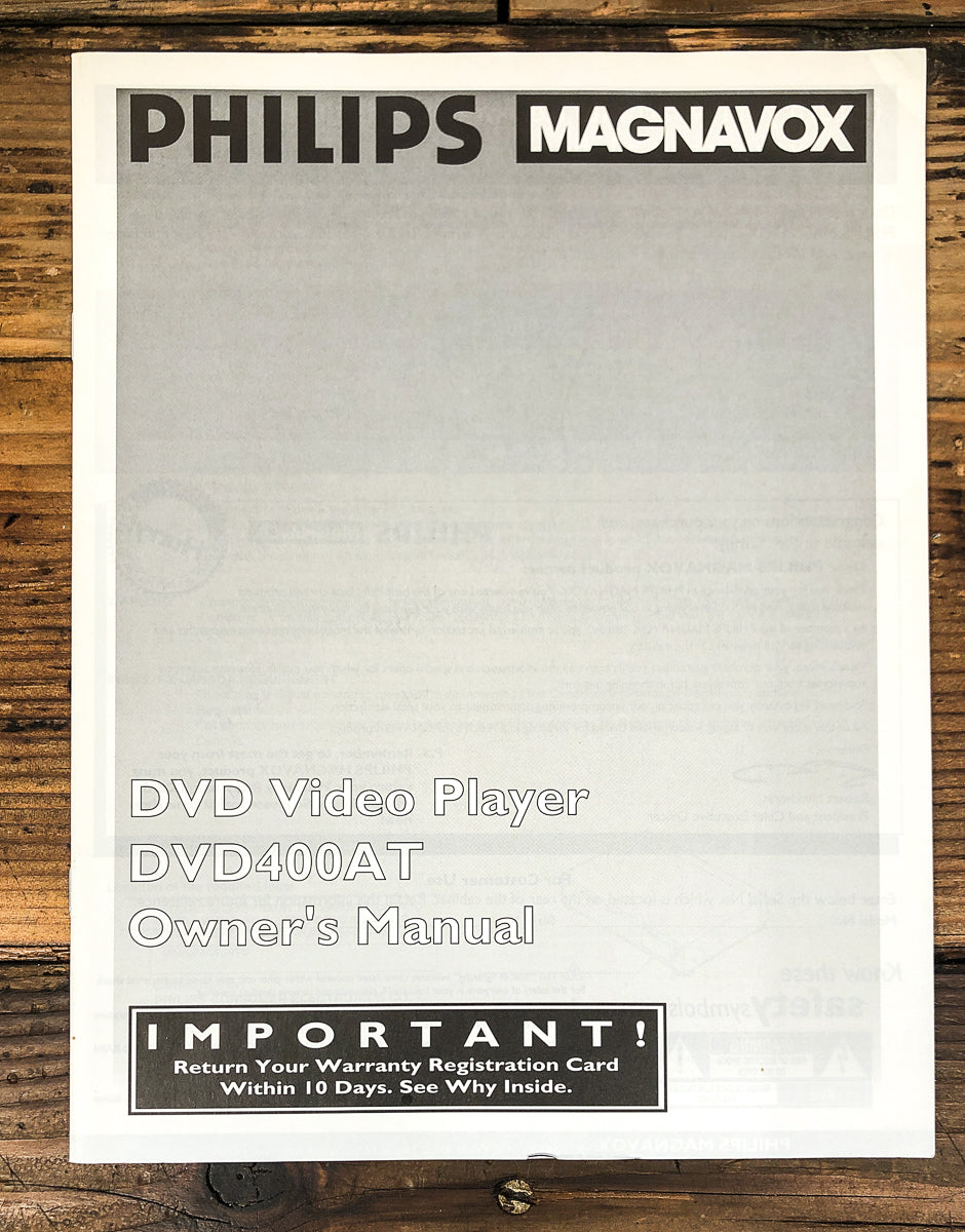 Phlips Magnavox DVD400AT DVD Player Owners / User Manual *Original*