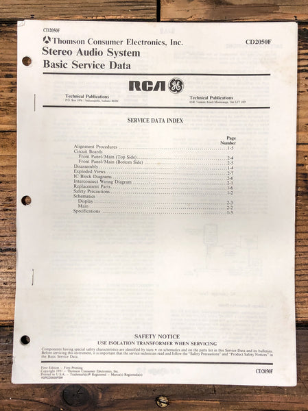 RCA Thomson  CD2050F CD-2050F  Service Manual *Original*