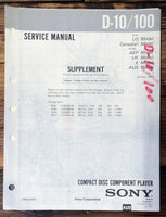 Sony D-10 D-100 CD Player Supp. Service Manual *Original*