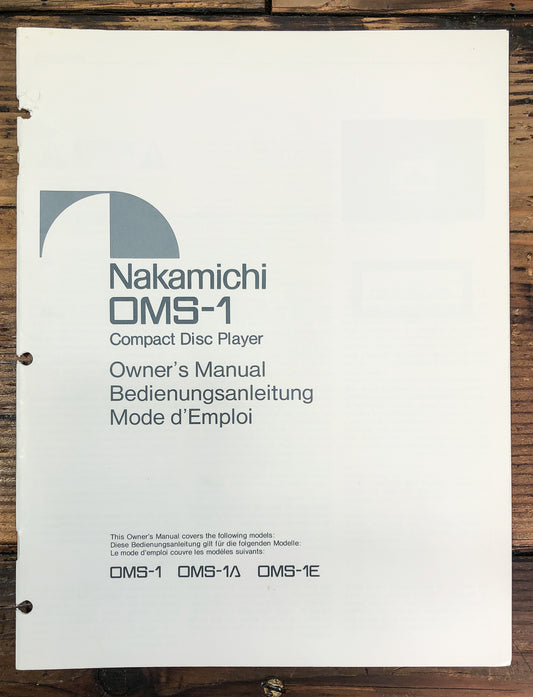 Nakamichi OMS-1 CD Player Service Manual *Original*