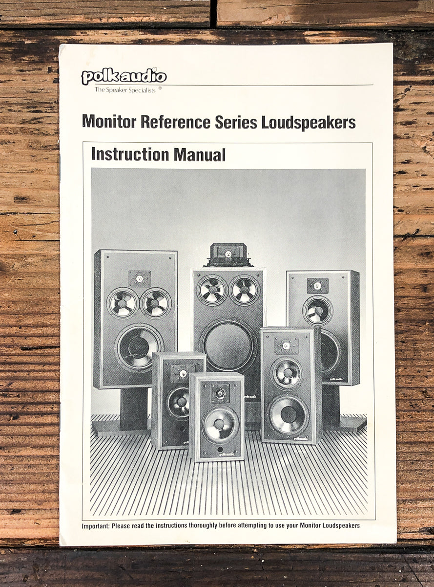 Polk Audio Monitor Reference Series  Speaker Owners / User Manual *Original*
