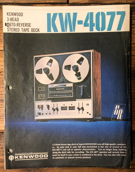 Kenwood KW-4077 Reel to Reel Data / Spec Sheet  *Original*