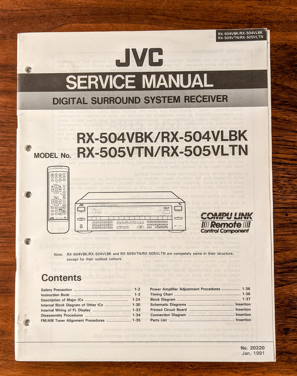 JVC R-504 RX-505 VBK VTN Receiver Service Manual *Original*