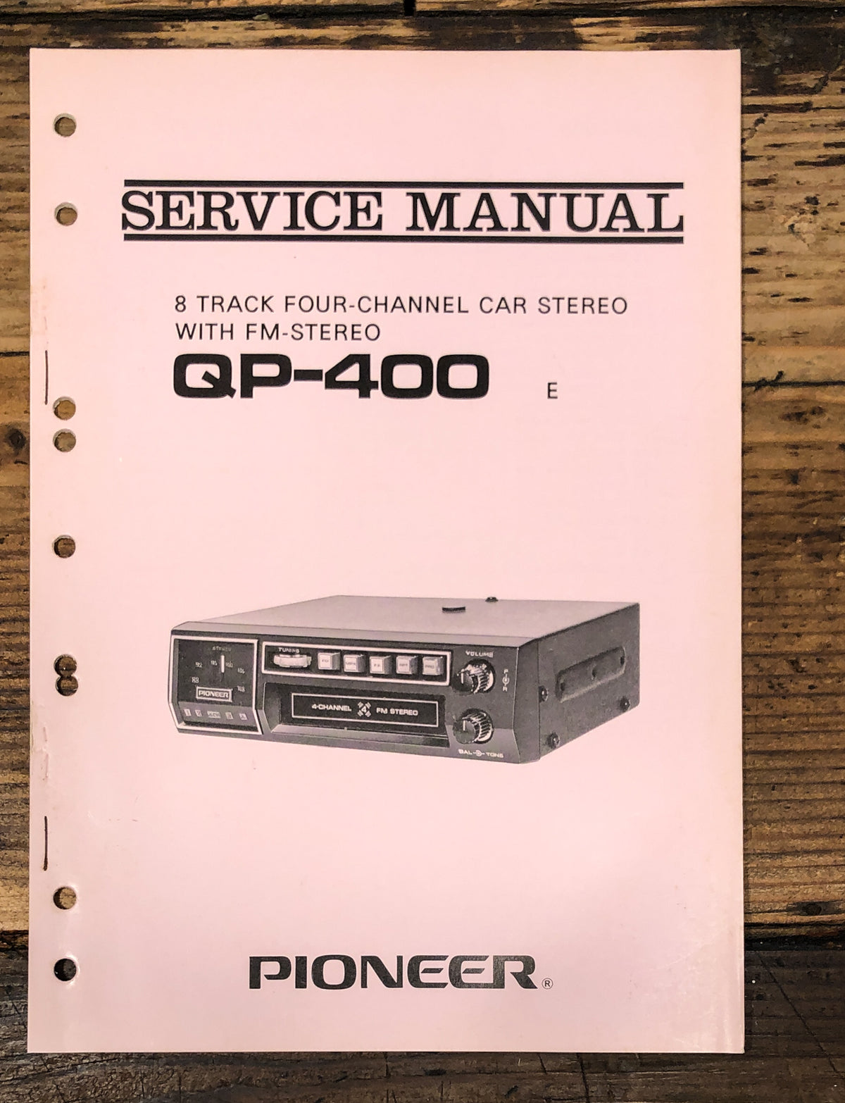 Pioneer QP-400 8 Track Car Stereo Service Manual *Original*