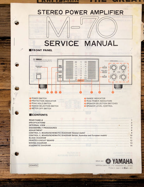 Yamaha M-70 Amplifier  Service Manual *Original*