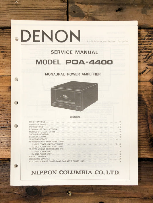 Denon POA-4400 Amplifier  Service Manual *Original*
