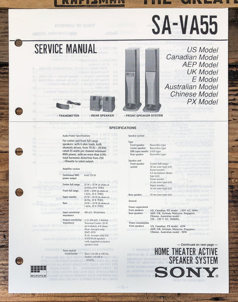 Sony SA-VA55 Speaker  Service Manual *Original*