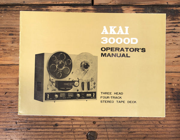 Akai Model 3000D Reel to Reel / Tape Owners / User Manual *Original*
