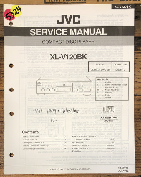 JVC XL-V120 -V120BK CD Player Service Manual *Original*