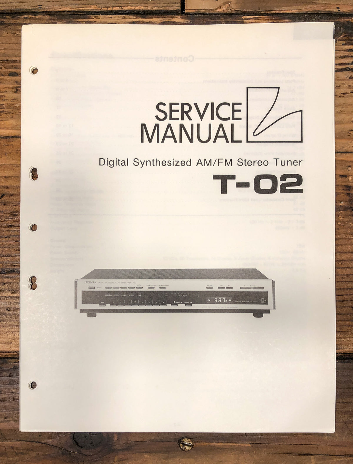 Luxman T-02 Tuner Service Manual *Original*
