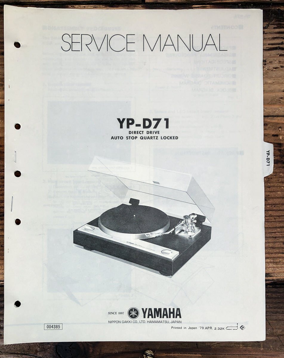 Yamaha YP-D71 Record Player / Turntable Service Manual *Original*