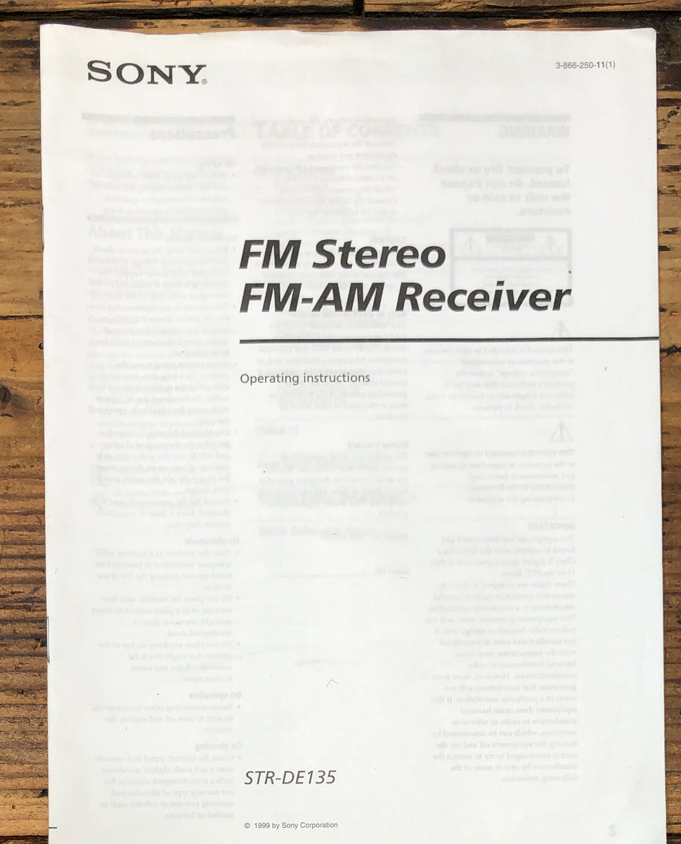 Sony STR-DE135 Receiver Owners / User Manual *Original*