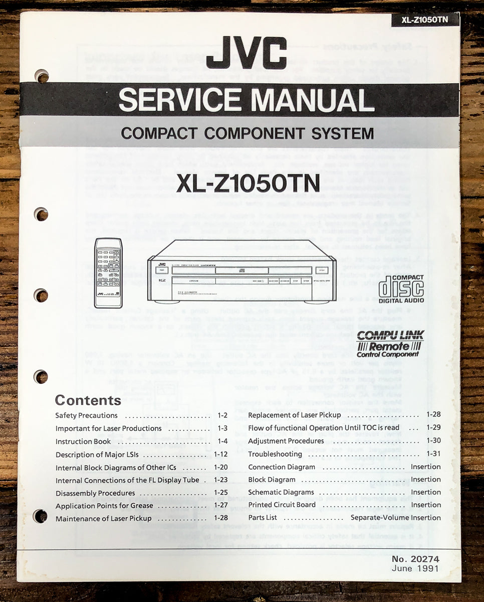JVC XL-Z1050 CD System Service Manual *Original*