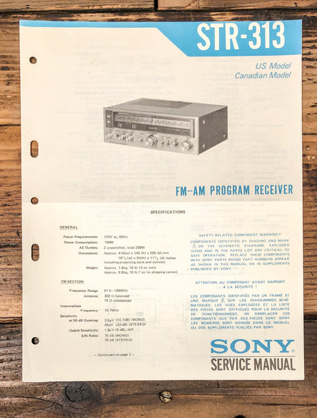 Sony STR-313 Receiver Service Manual *Original*
