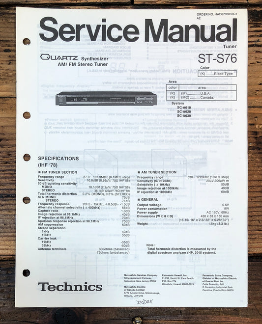 Technics ST-S76 Tuner Service Manual *Original*