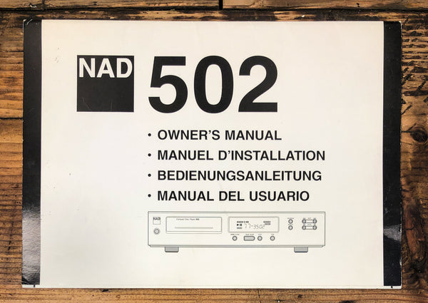 NAD Model 502 CD Player Owners / User Manual *Original*