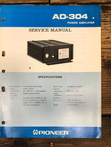 Pioneer AD-304 Amplifier Service Manual *Original*