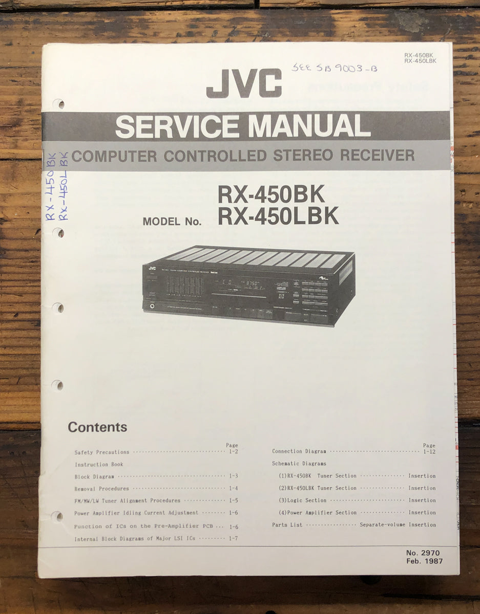 JVC RX-450 BK LBK Receiver Owner & Service Manual  *Original*