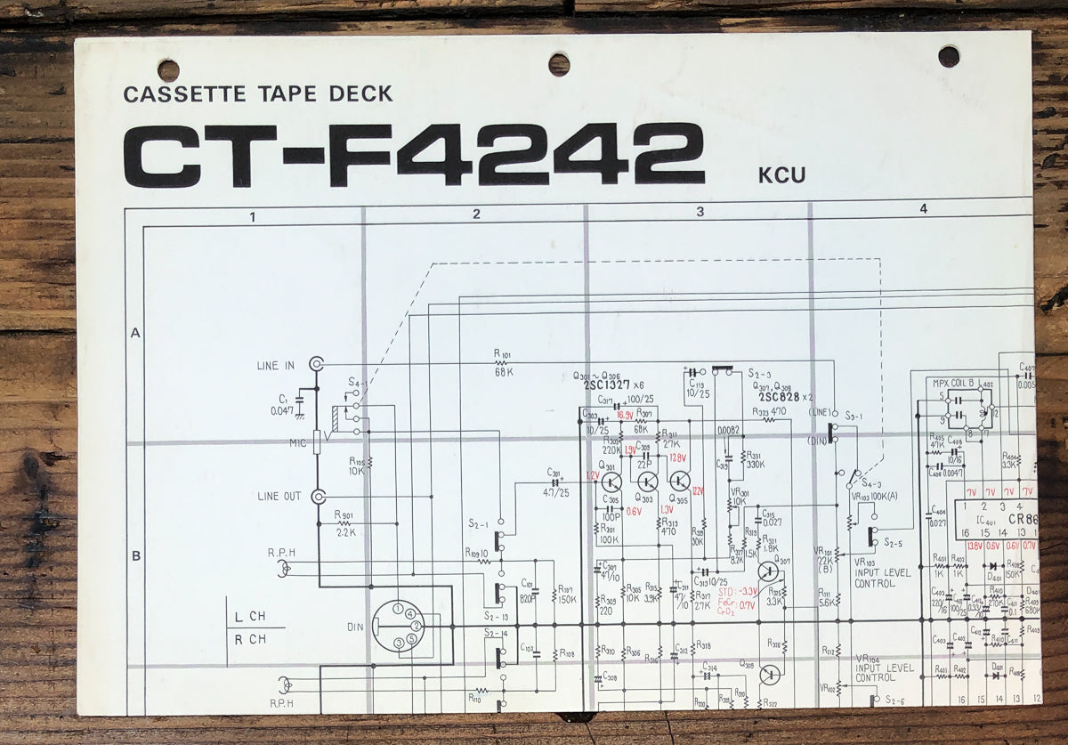 Pioneer CT-F4242 Cassette Fold Out Schematic *Original*