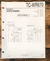 Sony TC-WR670 Cassette Supp.Service Manual *Original*