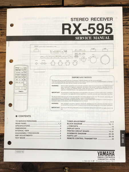 Yamaha RX-595 Receiver  Service Manual *Original*