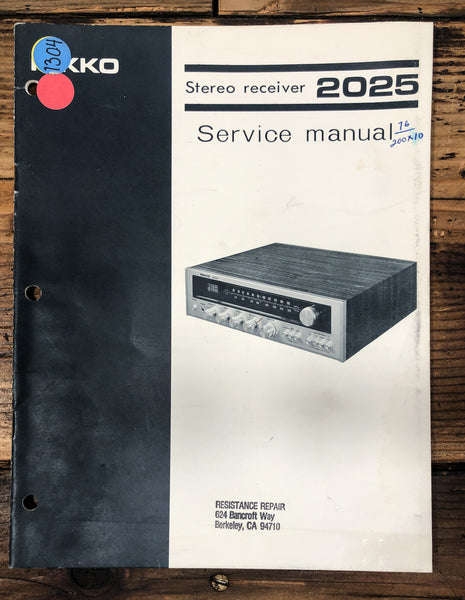 Nikko Model 2025 Receiver Service Manual *Original*