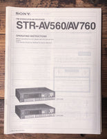 Sony STR-AV560 STR-AV760 Receiver  Owner / User Manual *Original*