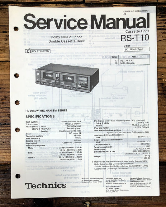 Technics RS-T10 Cassette Service Manual *Original*