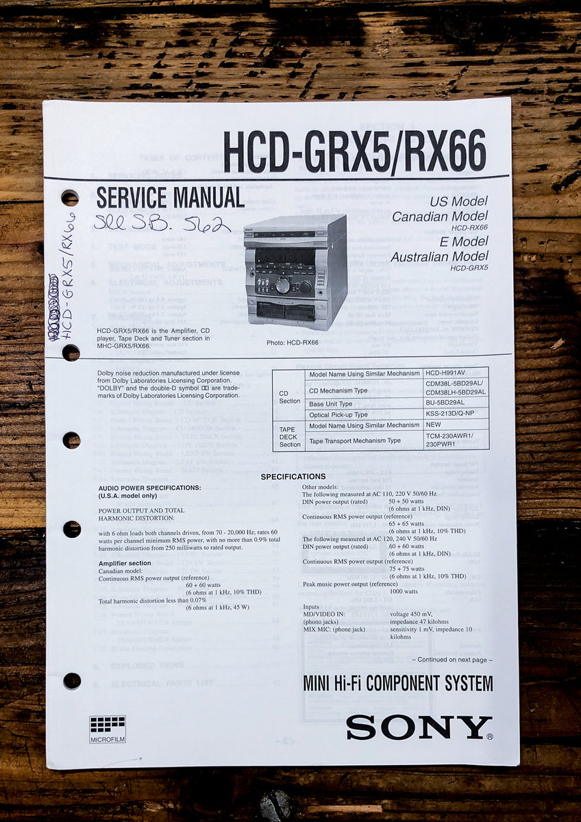 Service Manual *Original* – Vintage Audio Store - Vintage Service ...