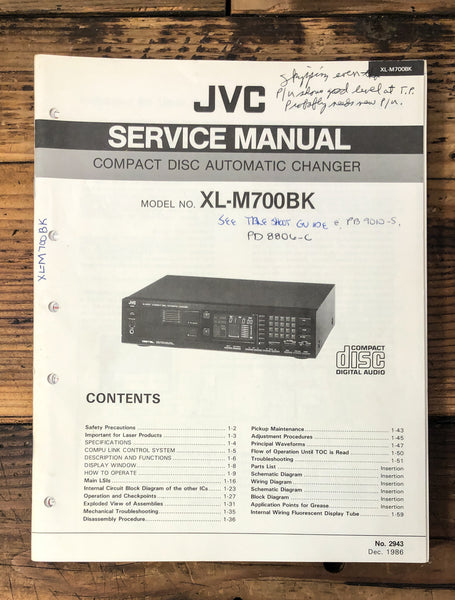 JVC XL-M700 BK CD Player  Service Manual *Original*