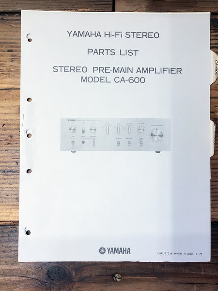 Yamaha CA-600 Amplifier Parts List Manual  *Original*