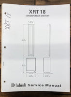 McIntosh XRT18 XRT-18 Speaker  Service Manual *Original*