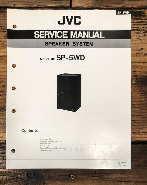 JVC SP-5 WD Speaker Service Manual *Original*